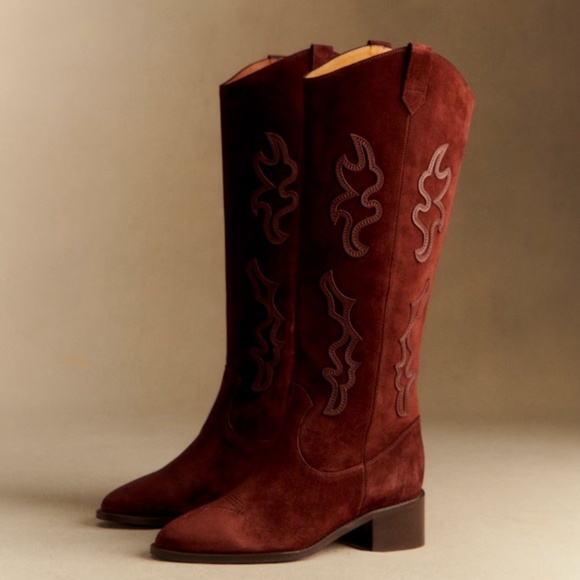 Sezane Shoes - Sezane JILL BOOTS  Mahogany Bi-material NIB/NWT
